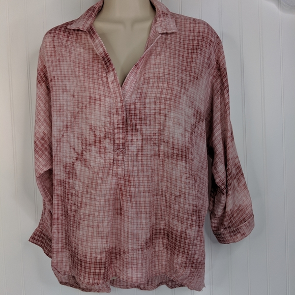 ANTHRO Holding Horses Tie Dye Plaid Pullover Sz S - Picture 3 of 14